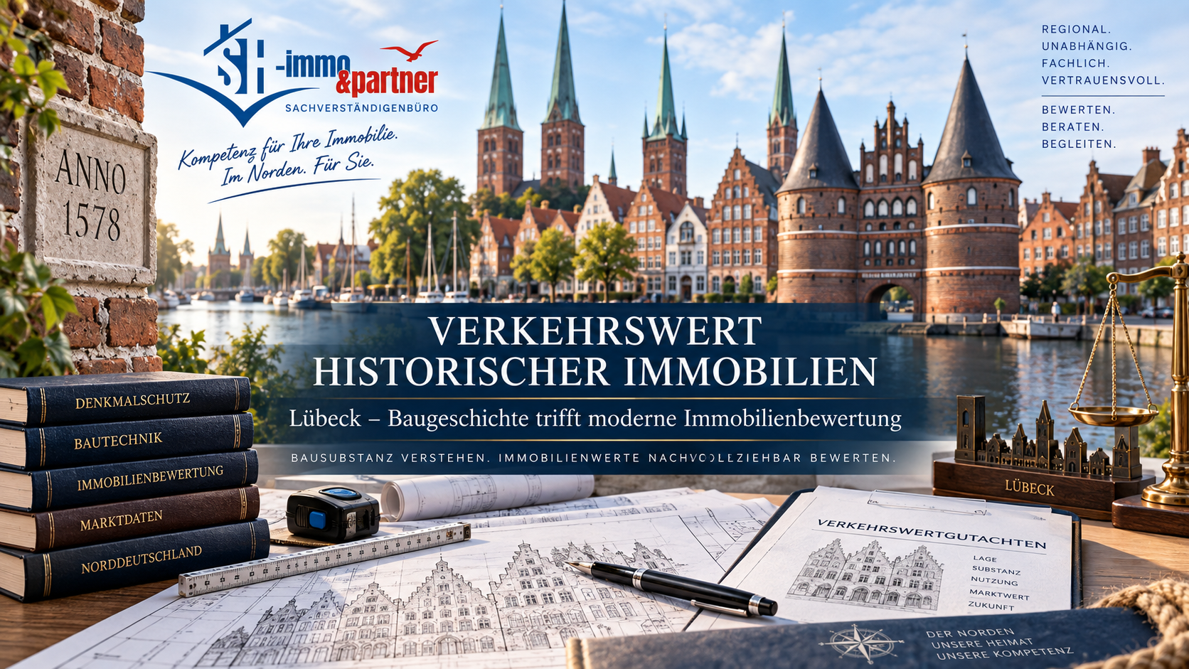 Verkehrswertgutachten für historische Immobilien in der Lübecker Altstadt. SH-immo&partner verbindet ISO 17024 Immobilienbewertung mit Bausachverstand.